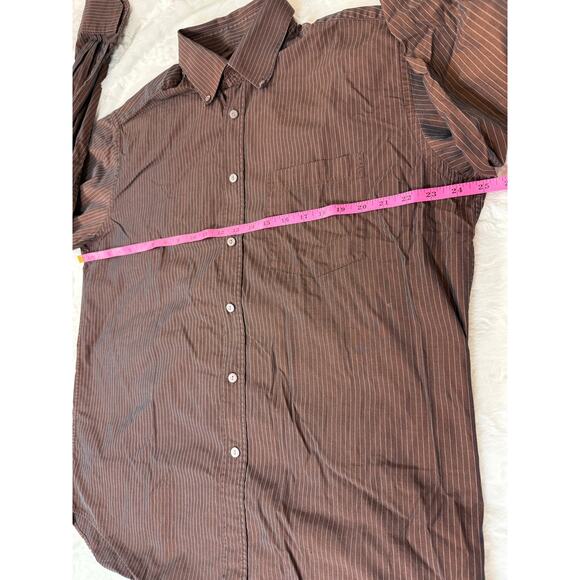 Bugatchi Brown Stripe Blue Iridescent Chameleon Color-Shift Button Down Shirt L - Picture 10 of 12